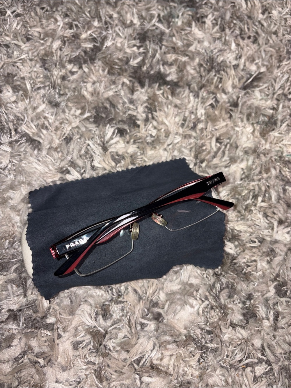 Prada Rectangular Semi-Rimless Reading Glasses - Burgundy - Picture 3 of 6